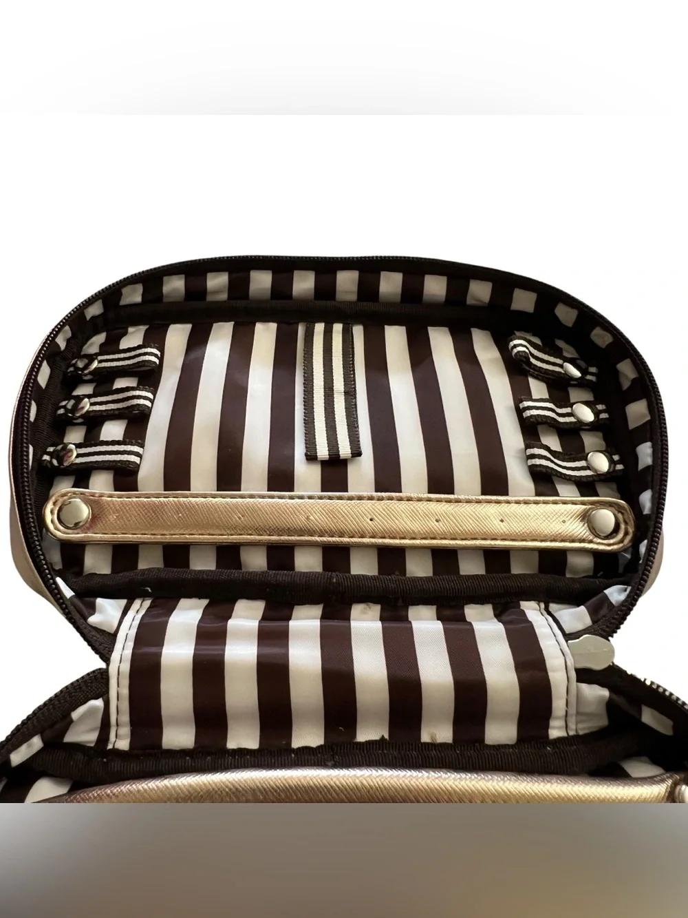 Rare Vintage Henri Bendel New York Metallic Gold Travel‎ Jewelry Organizer Case